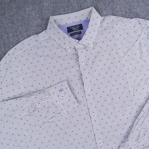 Original Penguin Button Down Mens 16.5 34/35 White Heritage Slim Fit Check Shirt